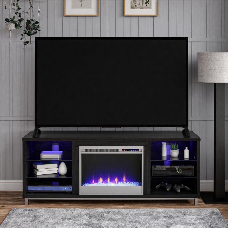 Ameriwood Home Lumina Fireplace Space Heater TV Stand for TVs up to 70", Black Oak