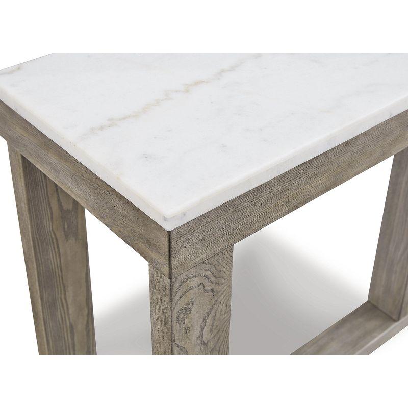 Beige and White Rectangular Wood and Stone Sofa Table