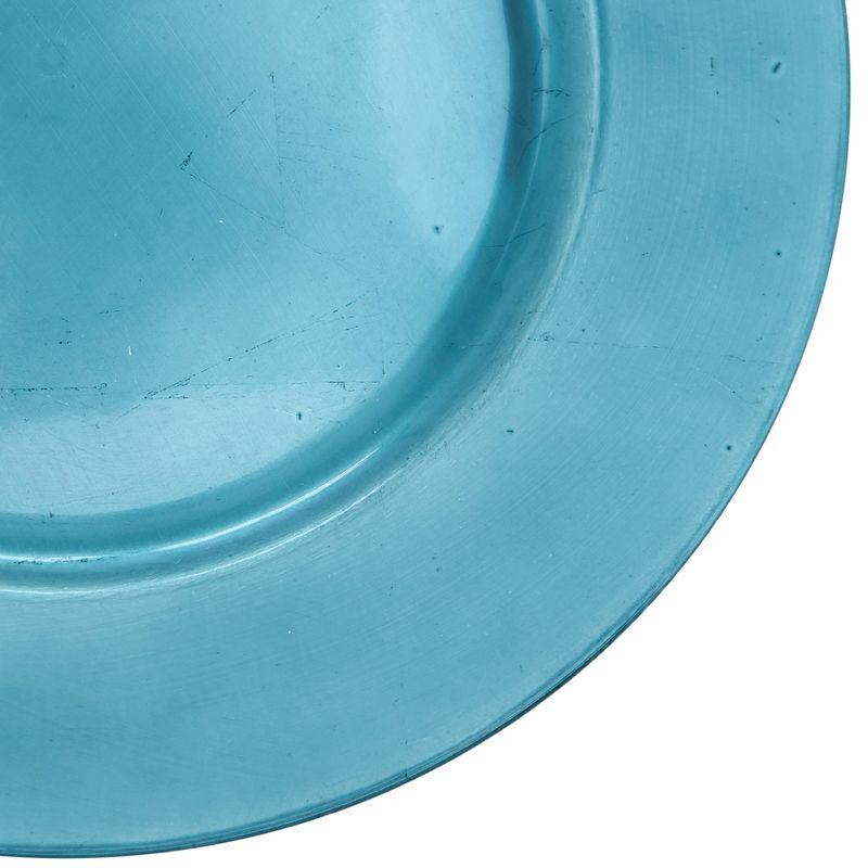 Teal Round Plastic Classic Design Charger Plates, Set of 4