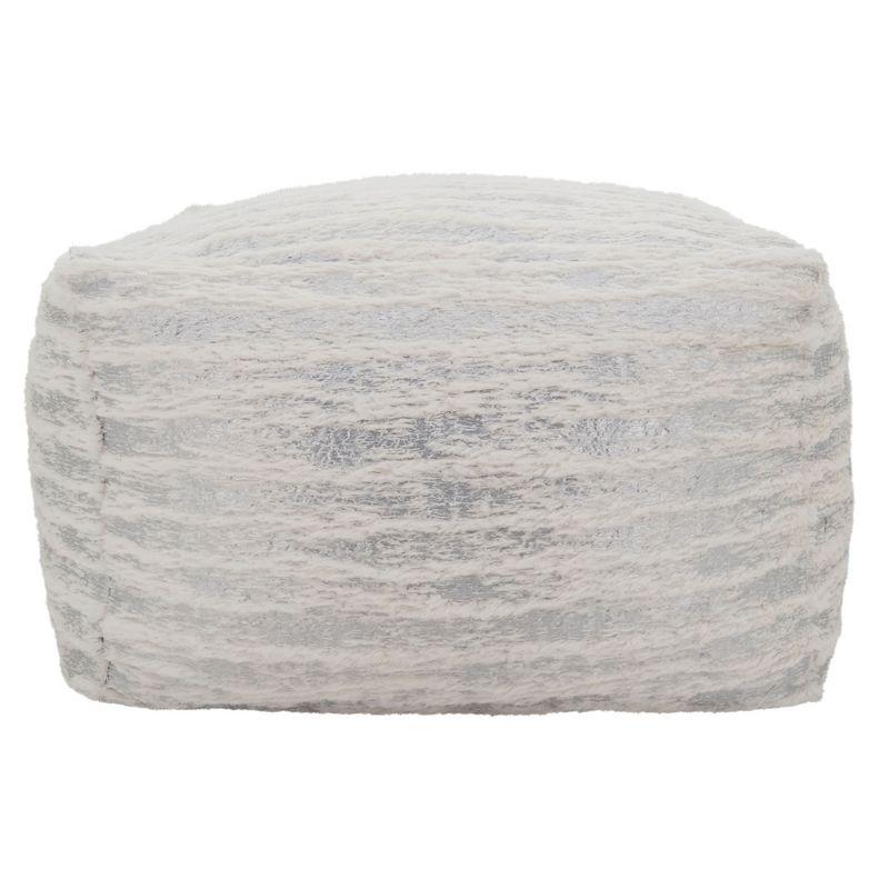 Saro Lifestyle Floor Pouf With Foil Print Faux Fur Design