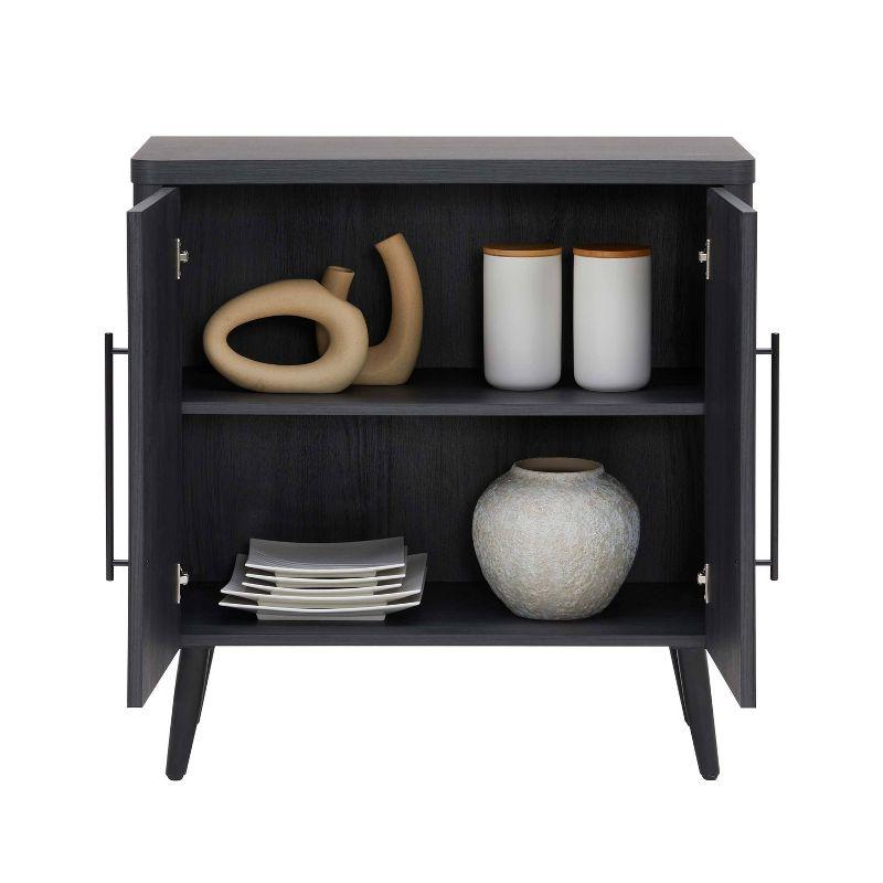 Charcoal Grey Mid-Century Modern Accent Cabinet with Adjustable Shelving