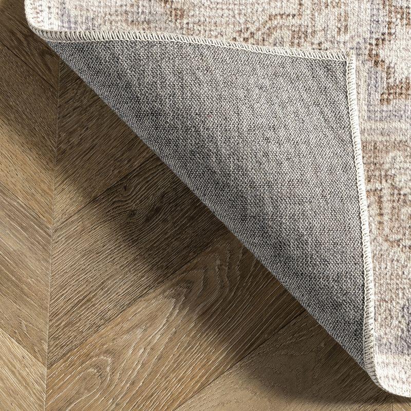 Nuloom Krystin Medallion 4x6 Machine Washable Indoor Area Rug for Living Room Bedroom Dining Room Kitchen, Beige/Ivory
