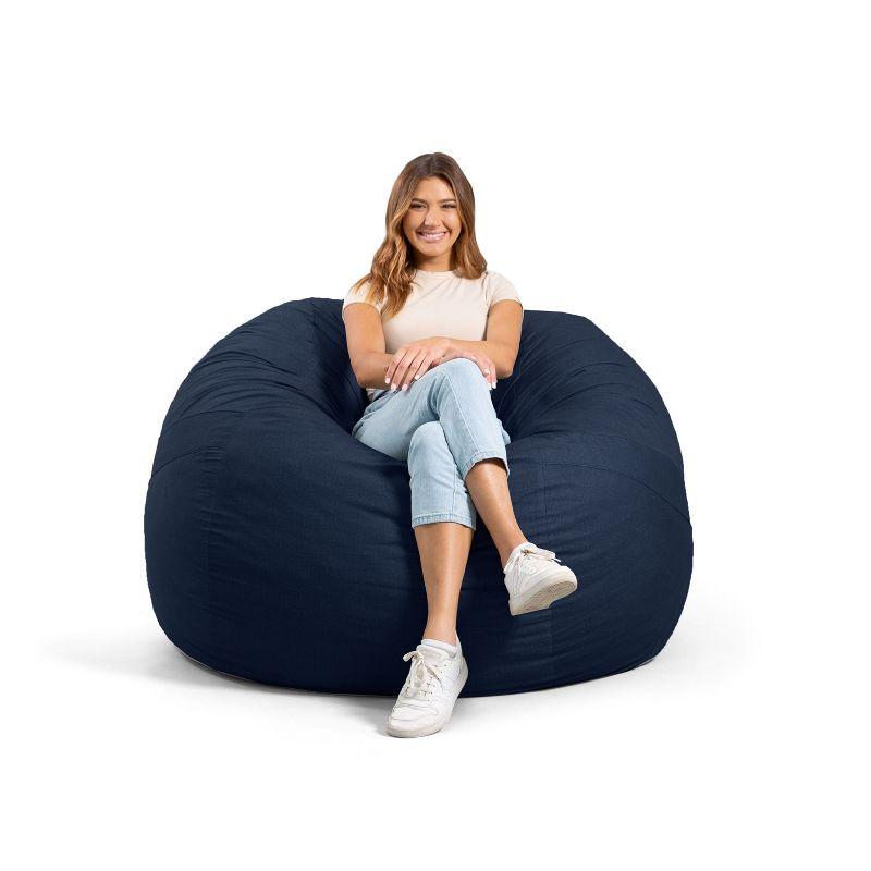 Big Joe Large 4 Foot Foam Filled Bean Bag Chair with Soft Removeable Cover