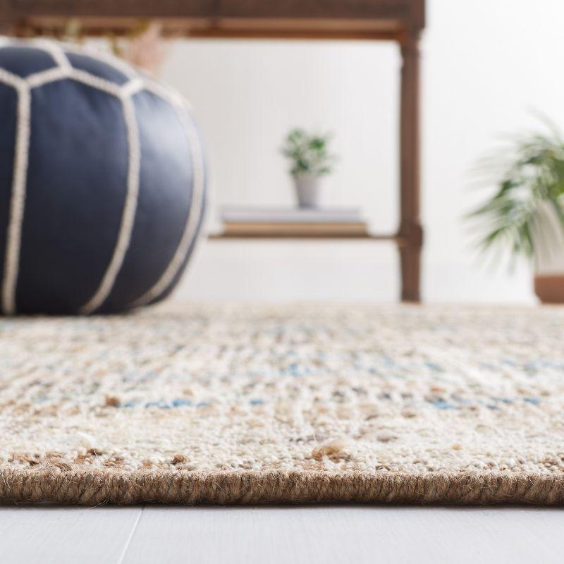 Handmade Blue Wool Square Flat Woven Area Rug