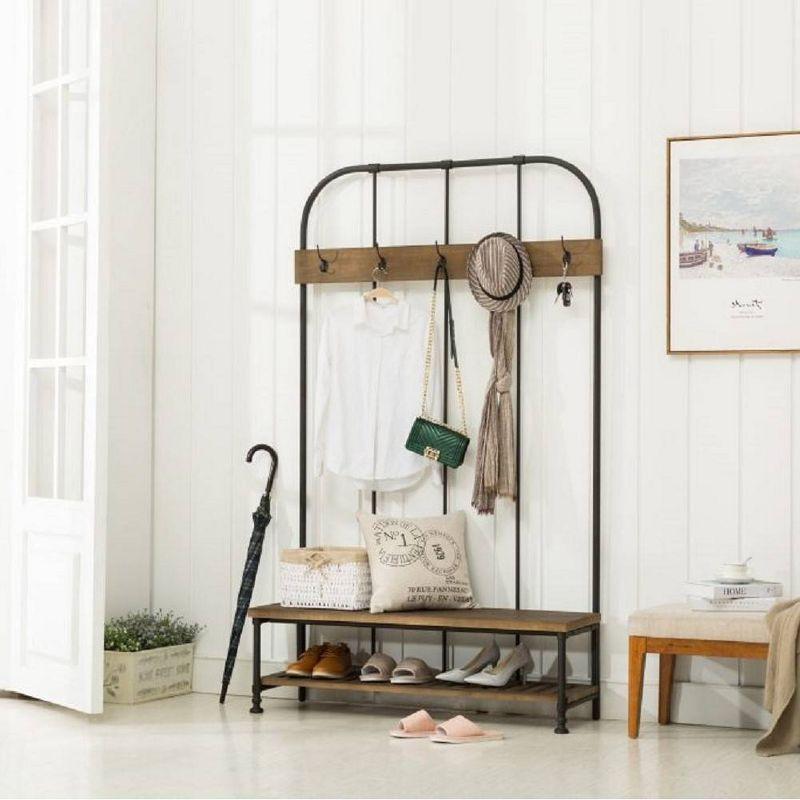 Boraam Annie Hall Tree Natural: Modern Entryway Organizer with 5 Hooks, Wood Frame, Adult Assembly Required