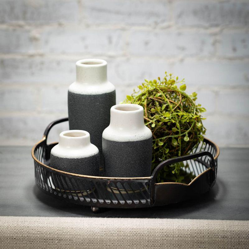 Sullivans Set of 3 Ceramic Vase 7"H, 5.25"H & 3.75"H White and Black