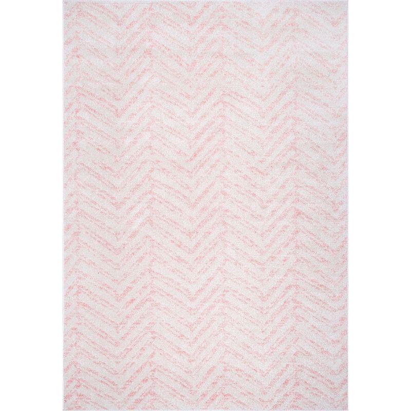 Pink Geometric 5' x 7' Synthetic Easy Care Area Rug