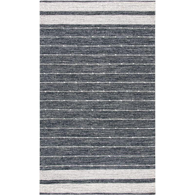 Striped Kilim STK509 Hand Woven Area Rug - Black/Ivory - 3'x5' - Safavieh.