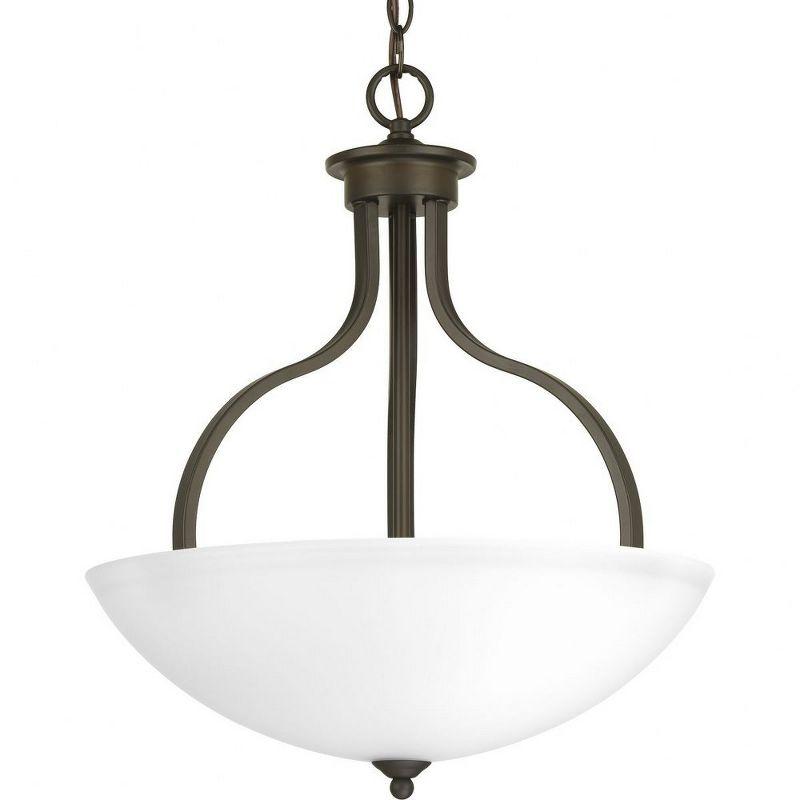 Progress Lighting Laird 3-Light Inverted Pendant, Steel, Antique Bronze, Glass Shade