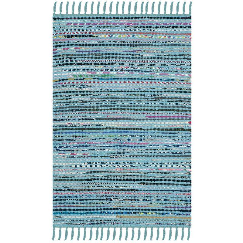 Rag Rug RAR125 Hand Woven Indoor Accent Rug - Turquoise/Multi - 2'x3' - Safavieh.