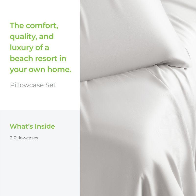 Cariloha Cariloha Retreat 2-Piece Sateen Pillowcase Set | Lyocell Material | Breathable, Corner Straps, Extra soft & Cooling