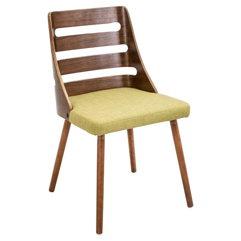 Green Upholstered Walnut Ladderback Side Chair