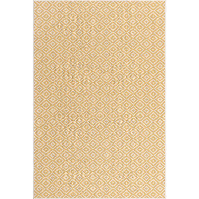 Yellow Ivory Geometric 6' x 9' Outdoor Area Rug