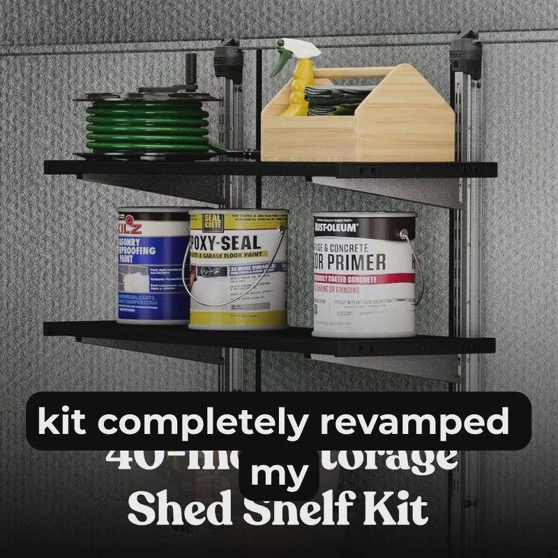 Keter Keter Storage Shed Shelf Kit 40 Inch Easy Assembly Steel Reinforced Utility Kit with Heavy Duty Brackets and Rails, Black