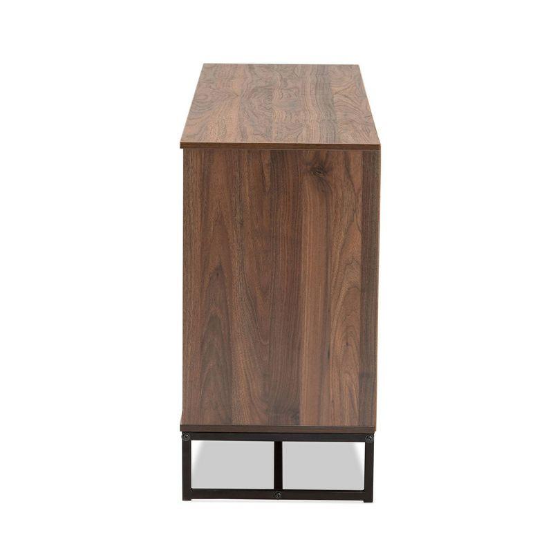 Neil Wood and Metal Dining Room Buffet Brown/Black - Baxton Studio: Modern Storage Console with Shelves