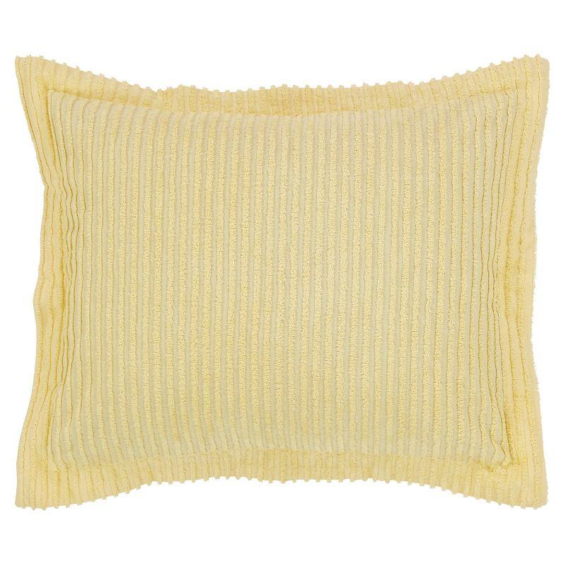 Better Trends Jullian Collection 100% Cotton Tufted Pillow Sham with Stripe Pattern Machine Washable Pillow Cover