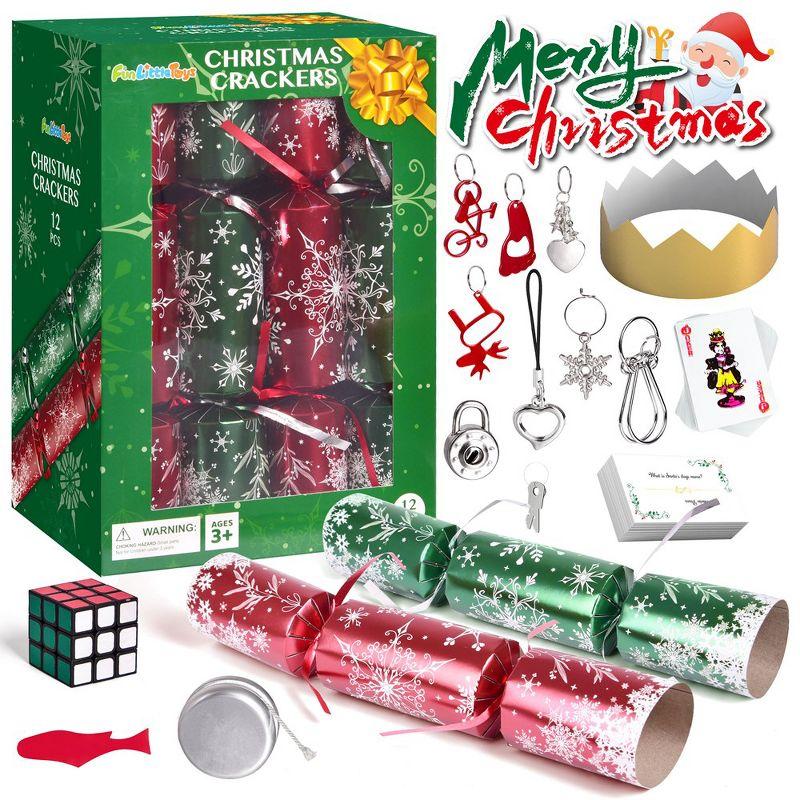 Fun Little Toys 12 PCS Christmas Cracker red and green snow flake