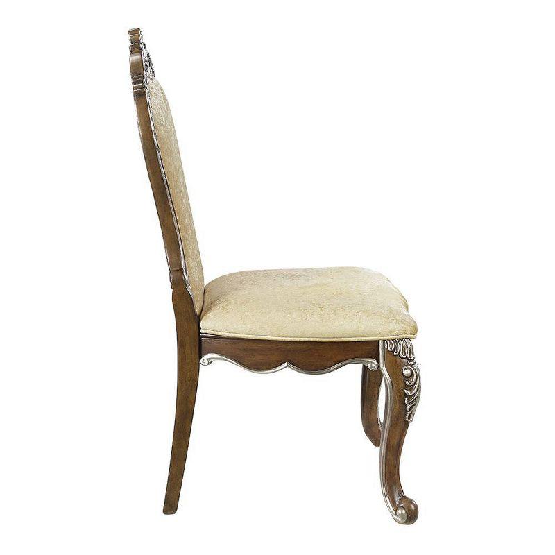25" Latisha Dining Chair Antique Brown - Acme Furniture: Silver Detailing, Gray Chenille, Nailhead Trim