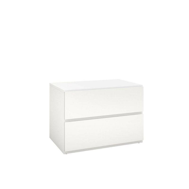 Sleek Modern White Nightstand with Charging Station and Storage Drawer