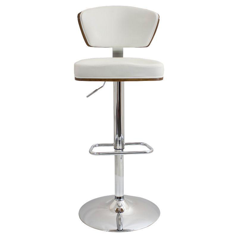 Walnut & White Faux Leather Adjustable Swivel Barstool