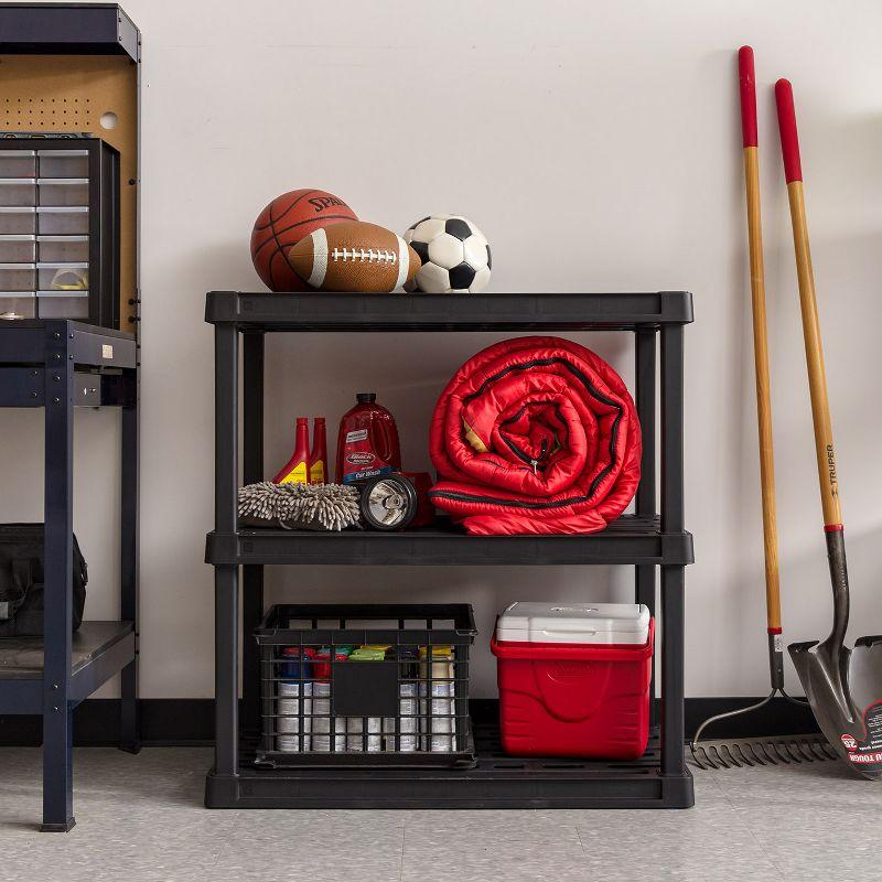 IRIS USA 3-Tier Shelving Unit, 38" Fixed Height, Large Storage Organize, 36"W x 18"D x 38"H, Made with Recycled Materials, Black