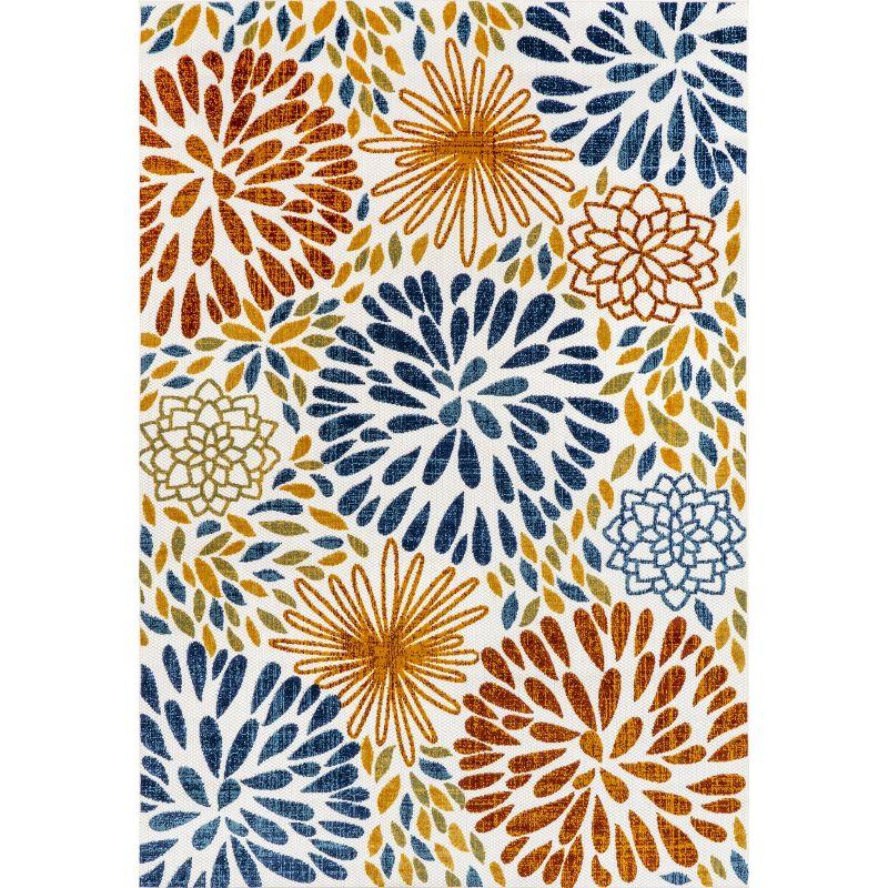 Floral Elegance Reversible Indoor/Outdoor Area Rug, 5' x 8', Blue