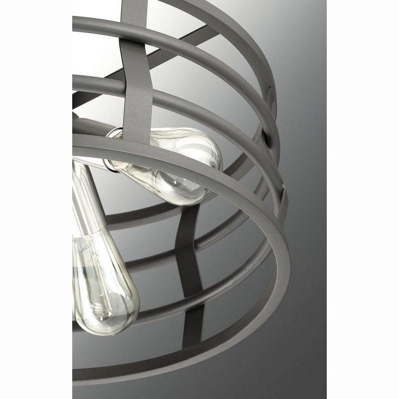 Progress Lighting Remix 4-Light Pendant, Steel, Graphite Finish, Open Cage Design, Brushed Nickel Accents, Canopy Included