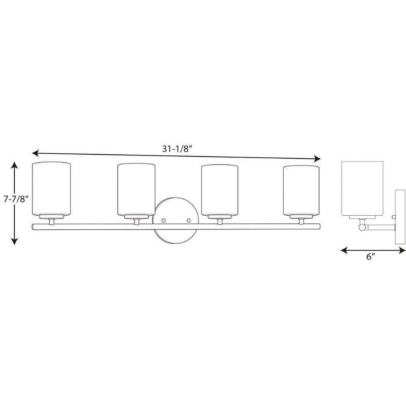 Progress Lighting Replay 4-Light Bath Vanity, Polished Nickel, Porcelain, Up/Down Mount, Brushed Nickel Finish, Shade Included