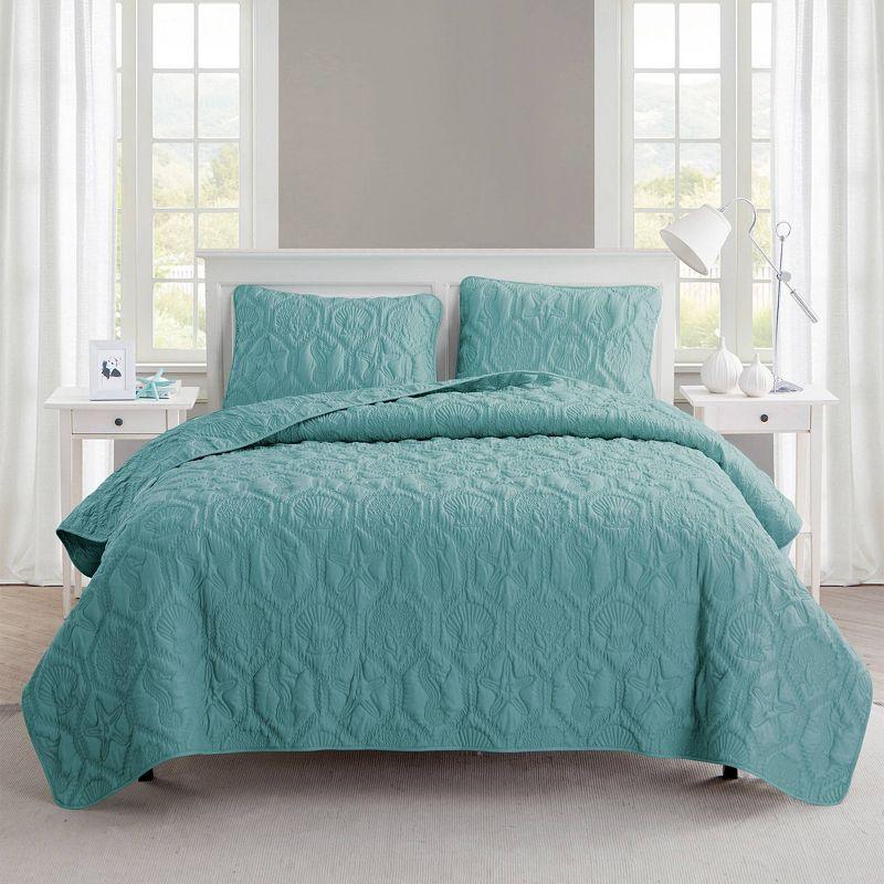 Shore Polyester Textured Sea Life Quilt Set