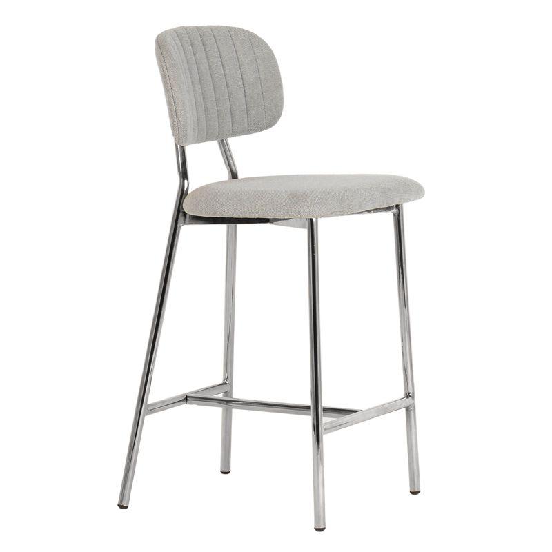 Ariana Gray Linen Counter Stool (Set of 2) - Silver Legs