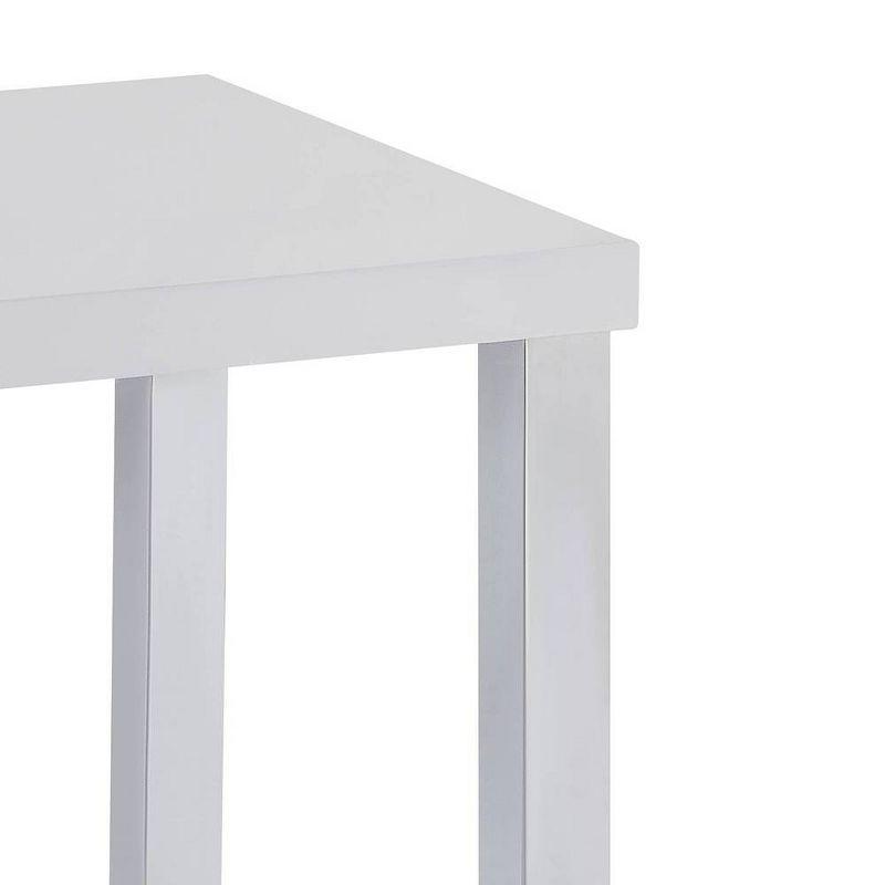 22" Harta Accent Table White High Gloss/Chrome - Acme Furniture: Modern Glamour, No Assembly Required