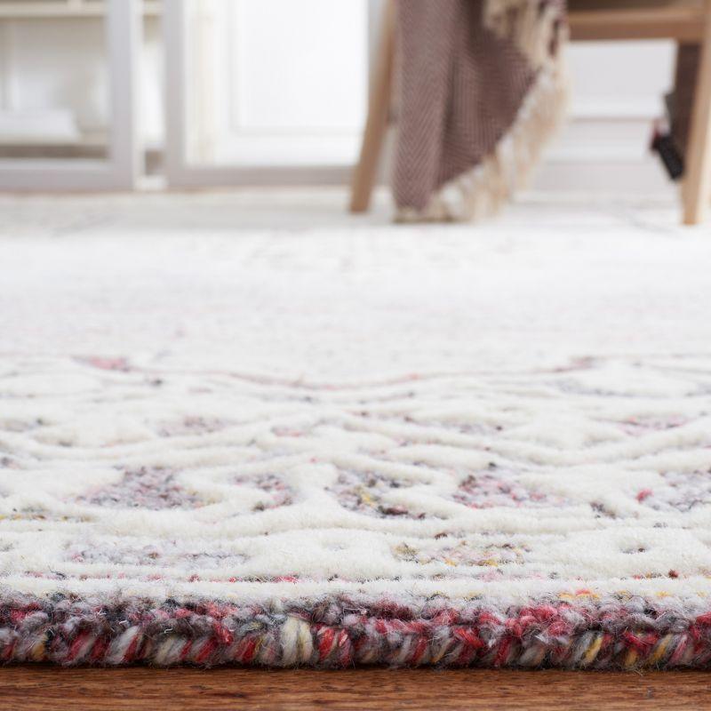 Hand-Tufted Red and Ivory Wool Square Rug