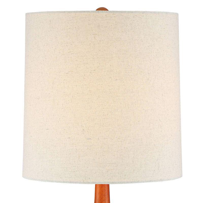 360 Lighting Andi Modern Mid Century Table Lamp 24 1/2" High Hammered Brown Ceramic Red Oak Wood Off White Shade for Bedroom Living Room Bedside Desk