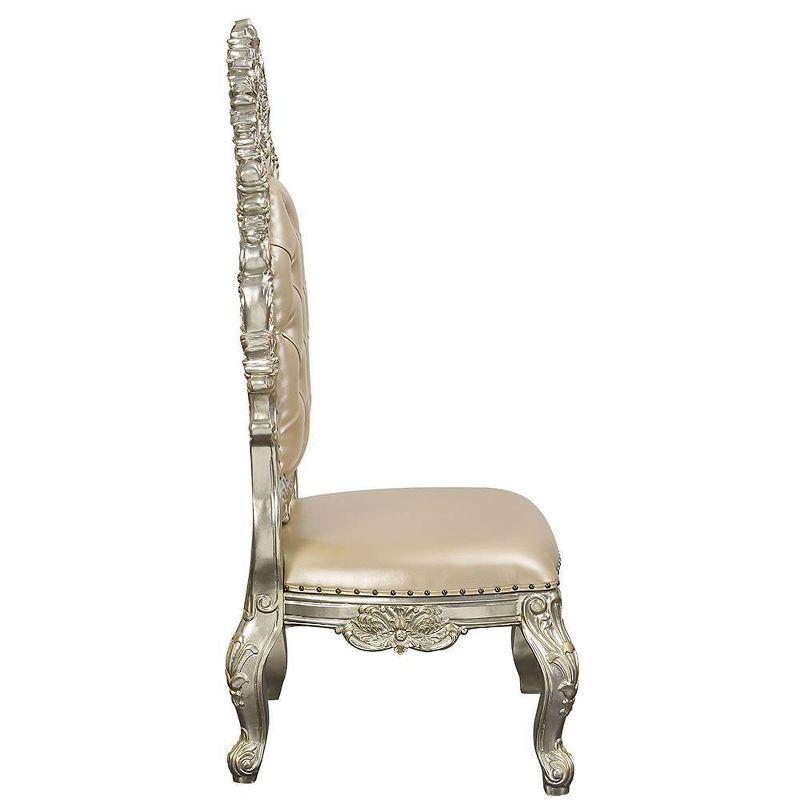 32" Sorina Dining Chair Synthetic Leather & Antique Gold - Acme Furniture: Nailhead Trim, Wood Frame