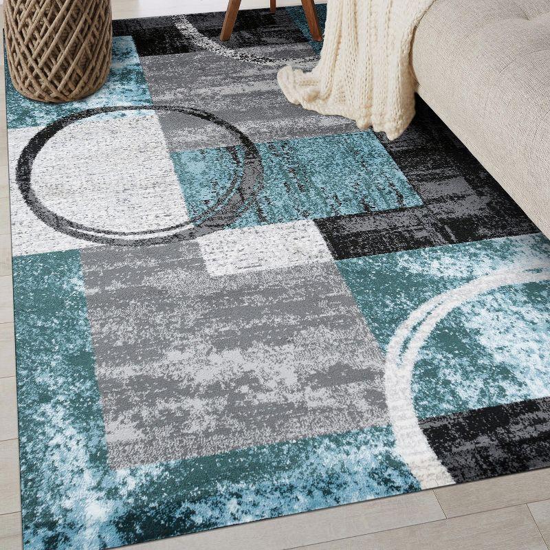 World Rug Gallery Abstract Circle Gray 6'6"x9' Area Rug