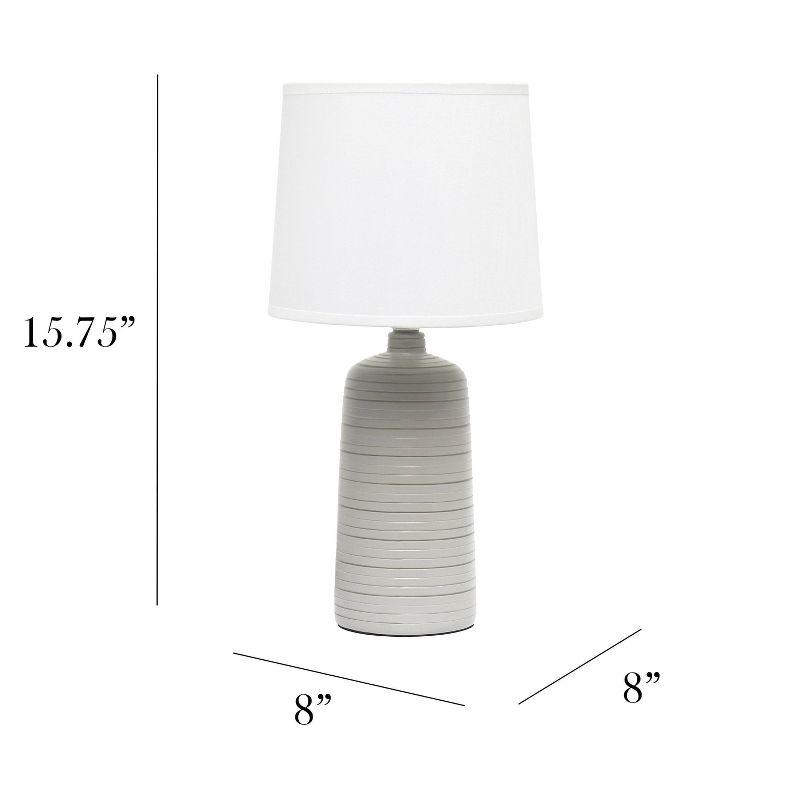 Textured Linear Ceramic Table Lamp Gray - Simple Designs