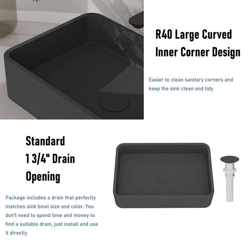 CASAINC Maple 12.79'' Concrete Rectangular Bathroom Sink