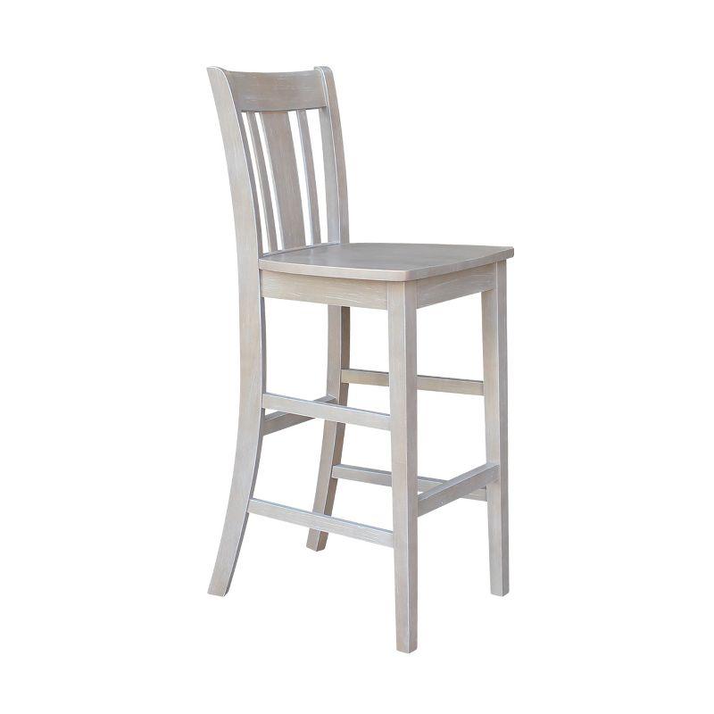 Elegant Washed Gray Taupe Solid Wood Bar Stool, 29.92" Seat Height