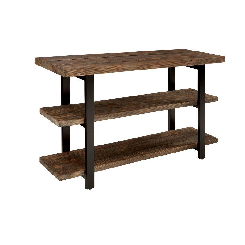 Pomona 2 Shelf Console Table Brown - Alaterre Furniture: Rustic Sofa Table, Metal Frame, Wood Top, Entryway Furniture