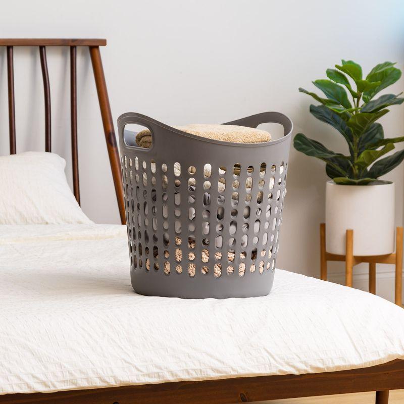 IRIS 3Pack Laundry Basket 40L Durable and Flexible, Portable Round Bin, 1.15 Bushel Hamper for Storage with Ventilation Holes for Closet Dorm, Gray