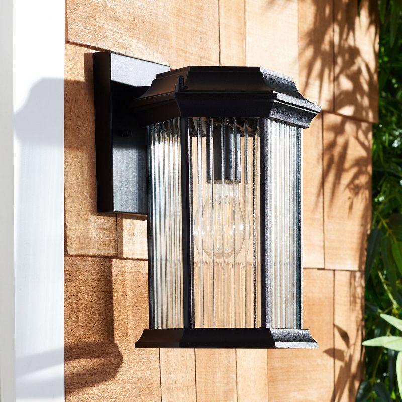 Hylan Outdoor Wall Sconce Lights (Set of 2) - Black - Safavieh.