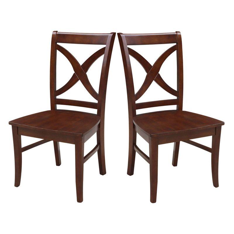 Set of 2 Vineyard Curved X-Back Chairs Espresso - International Concepts: Hardwood Frame, 250lb Capacity