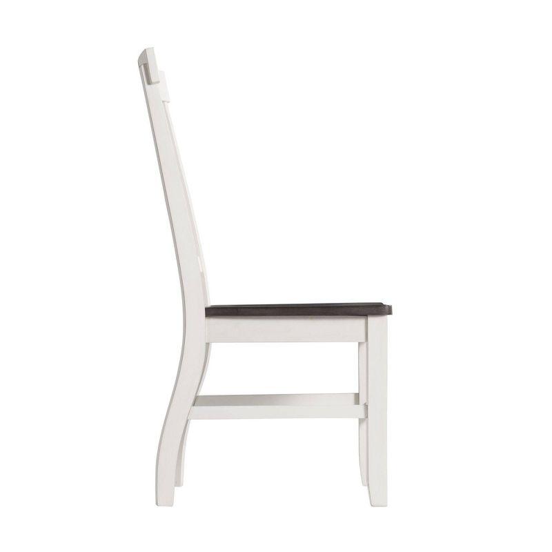 Gray and White Wooden Slat Back Side Chair