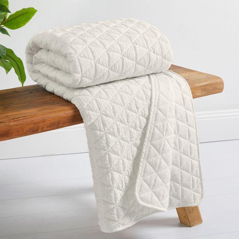 Cream Diamond Quilted Reversible Microfiber Throw