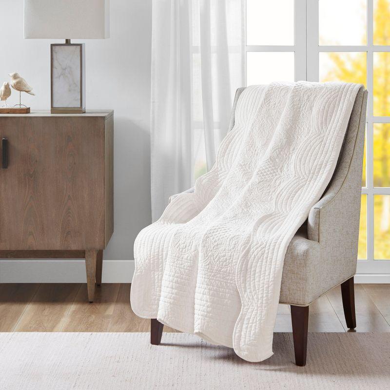 Journey Oversized Quilted Throw with Scalloped Edges