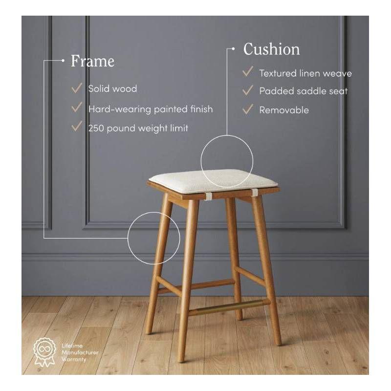 Nathan James Barker Upholstered Counter Stool with Solid Wood Frame
