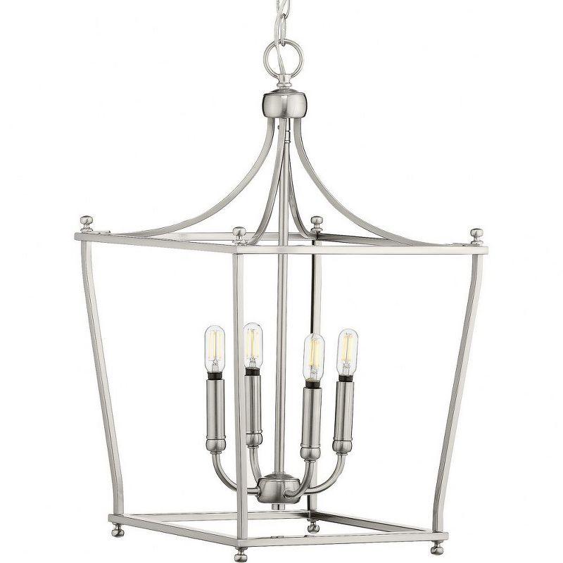 Progress Lighting Parkhurst 4-Light Foyer Pendant, Brushed Nickel, Steel, Lantern Style, Incandescent