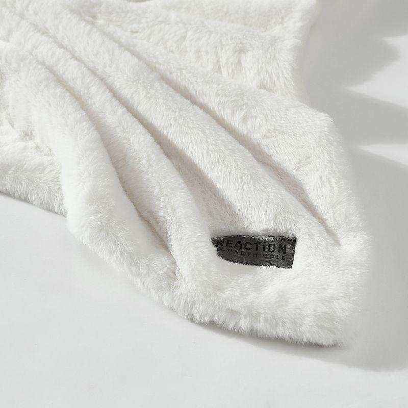 Kenneth Cole Reaction Faux Fur Throw Blanket Faux Fur (Solid -White)-50" X 60"