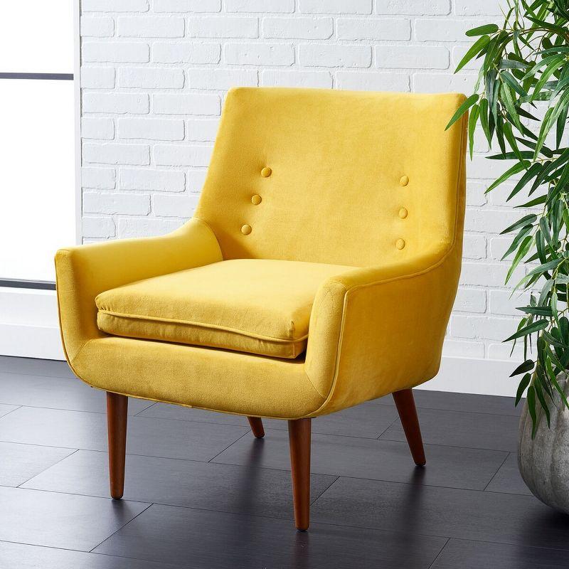 Amina Gold Velvet and Wood Tufted Accent Chair