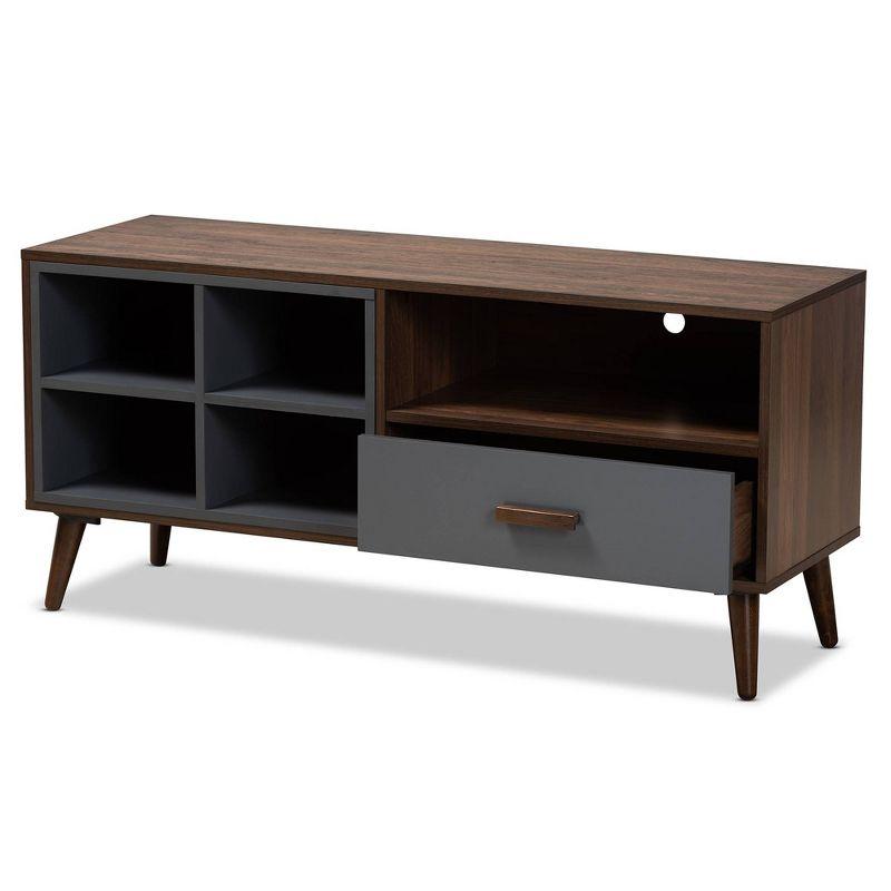 Garrick Two-Toned Wood 1 Drawer TV Stand for TVs up to 50&#34; Gray/Walnut Brown - Baxton Studio